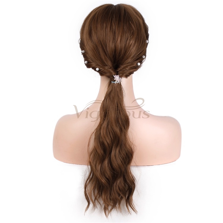 Vigorous Long Wavy Wig with Bangs for Black Women Heat Resistant Friendly Synthetic Party Wigs Long Blonde Wig