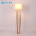 LEDER Lampada da terra in legno a led