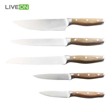 6pcs Set de couteau de cuisine avec bloc en bois