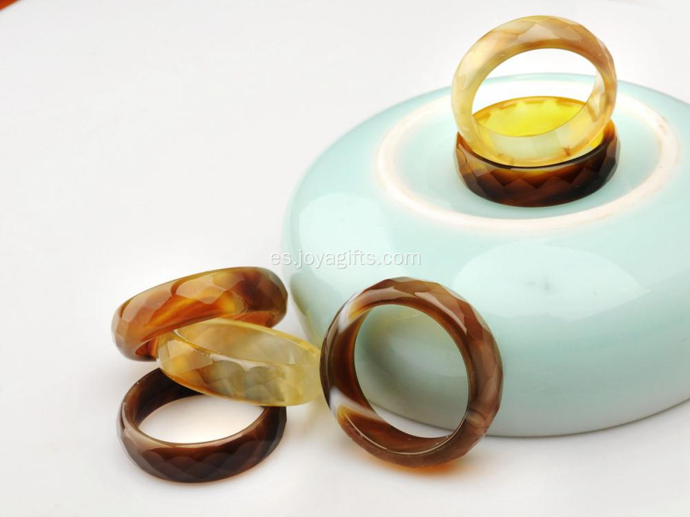 Moda natural 6 mm amarillo ágata piedras preciosas facetadas mujeres anillos