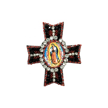 Handcrafted Beaded Sewing Decorative Cross Accessories: Crystal Rhinestone & Cloth Patch