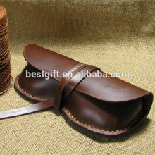top quality genuine leather cases for sunglasses, real leather glasses case with banding