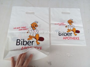 Plastic LDPE Shopping Die Cut Polybag With Bottom Gusset