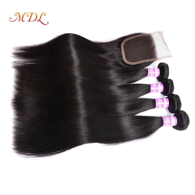 Human Bundles Hair Cuticle Aligned Vendors, Wholesale Natural Silky Straight Wave Style 4 Bundles With Closure