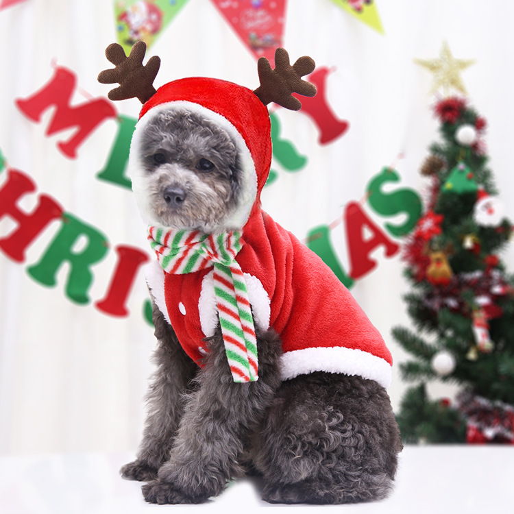 Hot Selling Christmas Pet Supplies Clothes Cat Cotton Clothing Funny Winter Snowman Elk Dog Clothes