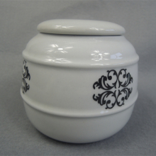 White ceramic pet cremation ashes urn