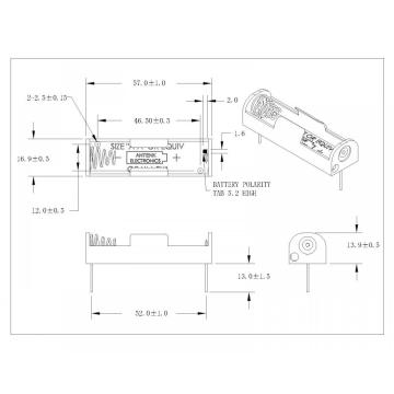 BBA-5-2-B-P-462 DUAL AA Battery Holders DIP TYPE