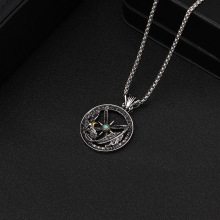 Feather Eagle Compass Necklace Men's Hollow Necklace