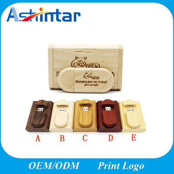 Laser Engraving Wooden USB Pen Drive+Box USB Flash Memory Customed USB Stick