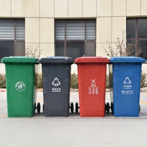Customized Metal Trash Can 240L Iron Bin with Cart Attachment