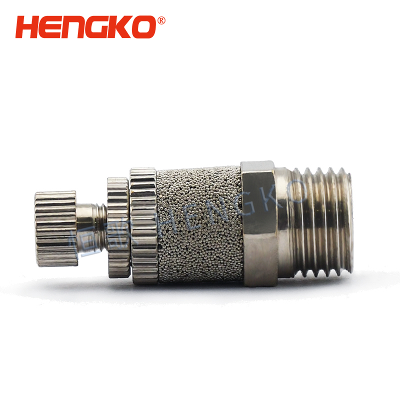 HENGKO sintered air pneumatic bronze stainless steel button bleeder muffler silencer 1/8'' NPT