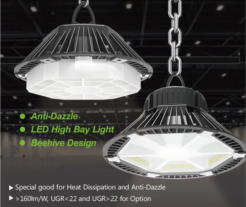 100W 150W 200W IP65 Dustproof Ceiling Mounted UFO LED Highbay Light Warehouse Lighting
