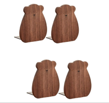 Wooden Bookends with Folk Art Style for Home Office and Desk Organization