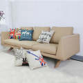 Luar 3 tempat duduk kulit Upholstered Lounge Sofa