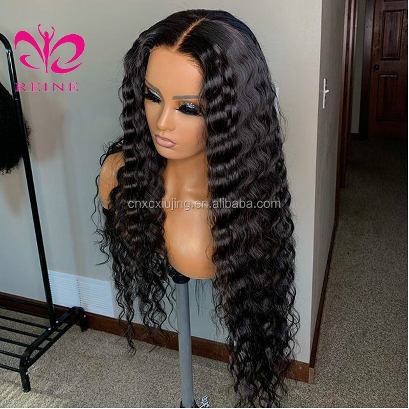 Wholesale 13X4 Transparent Lace Frontal Wig 34" Unprocessed 100% Virgin Brazilian Human Hair Loose Deep  Wave Lace Front Wigs