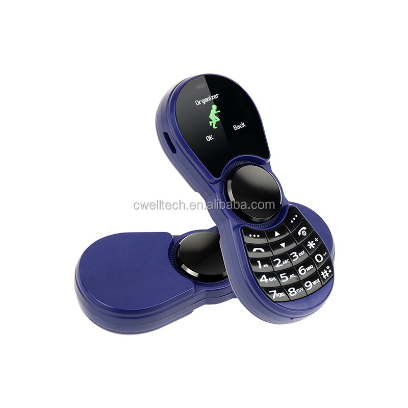 OEM UNIWA SP001 1.0 Inch Screen Single SIM Flashing Lantern Special Very Small Size Spinner Cell Phone