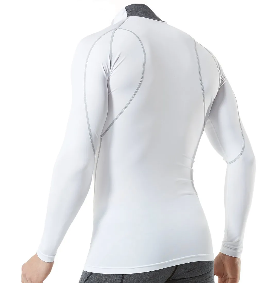 OEM Mens White Long Sleeve Fitness Compression Baselayer Sports Running Gym Slim Fit T-Shirts