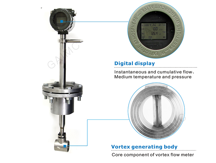 GVF100 large diameter insertion Water gas vortex flow meter