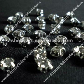 Sew on rhinestone in settings with metal claw ss18 crystal clear