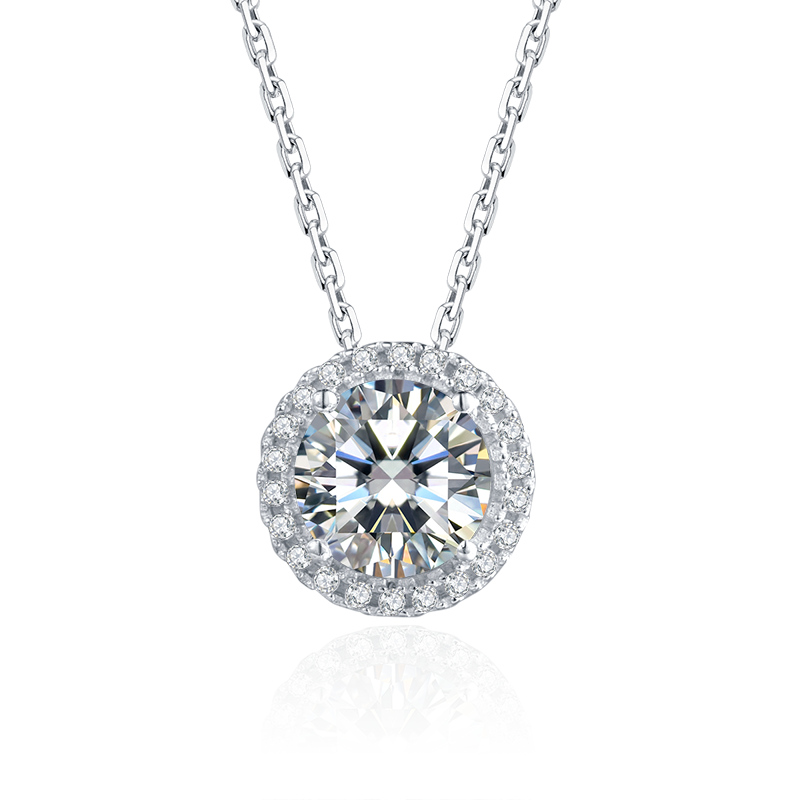 Vintage Luxury 925 Sterling Silver Moissanite Diamond Pendant Women Engagement Large Diamond Wedding Party Necklace