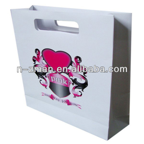 White die cuttng Cardboard bag,hot stamping logo Clothing Bag,Cardboard Clothing Bag