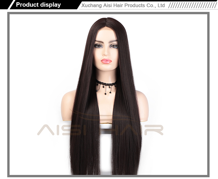 Aisi Hair Cheap 26 Inch Brown Wig Long Straight Silky Lace Frontal Wig Middle Part Synthetic Front Lace Hair Wigs For Women