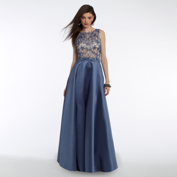 OEM long illusion beaded evening dresses for women formal plus size