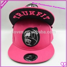 Hot sale pink flat embroidery 108*56 cotton flat cap