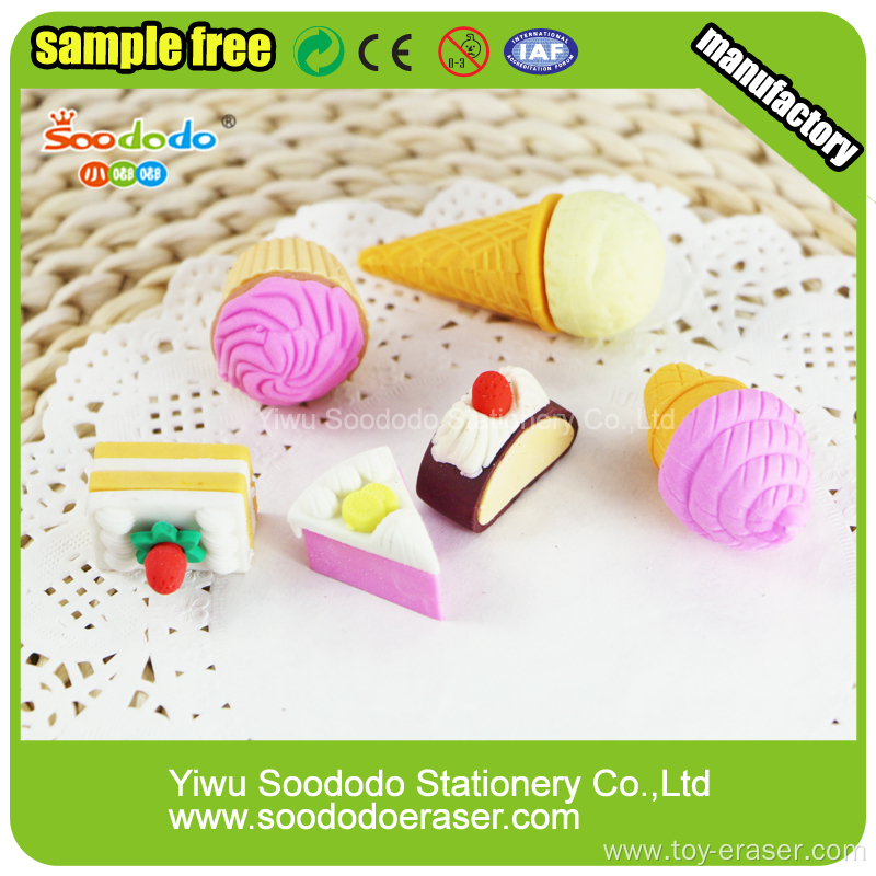 Novelty Cake and Ice-cream Shaped Erasers For Promotional