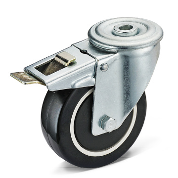 Black PU Locking Caster Wheel Trolley Cart wheels