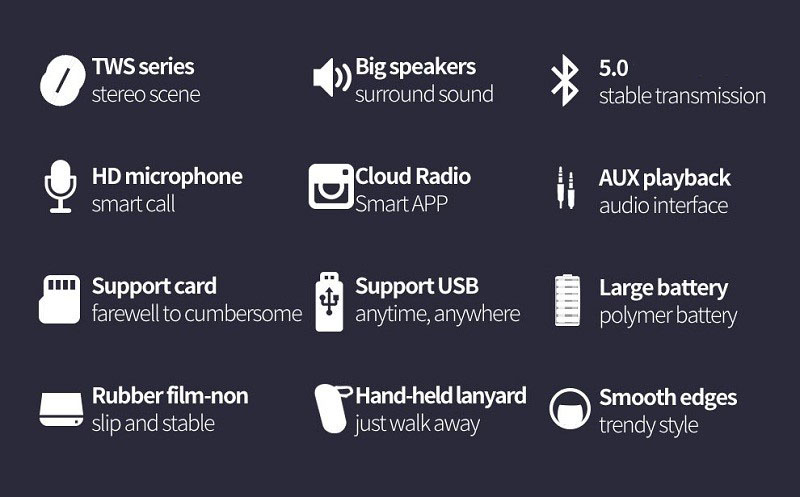 Portable Speaker Waterproof Wireless Speakers Dual Pairing 5.0Loud Stereo Booming Bass 30H Playtime for Home Party Backyard