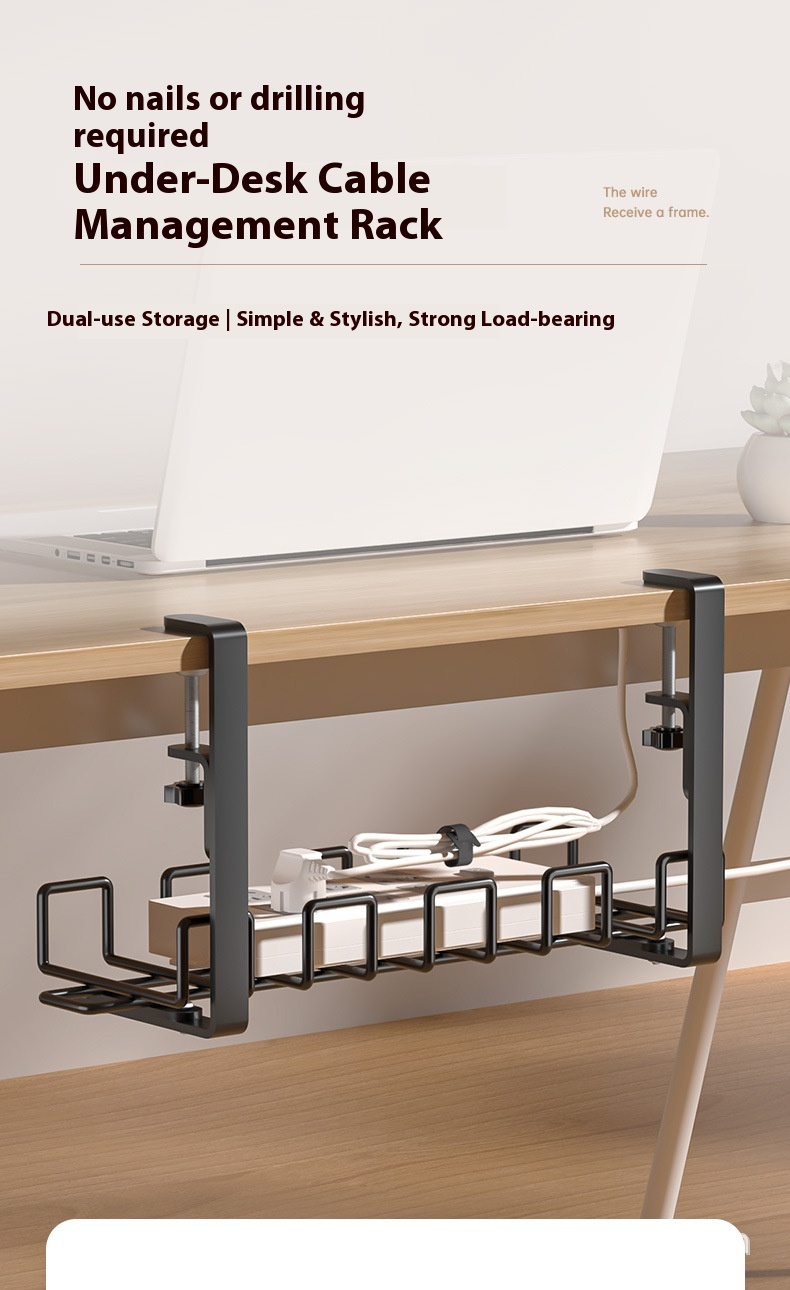 تنظیم کننده کابل فلزی زیر میز قابل تنظیم Adjustable Metal Under-Desk Cable Organizer
