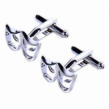 Custom novelty silver cufflinks with mask shape