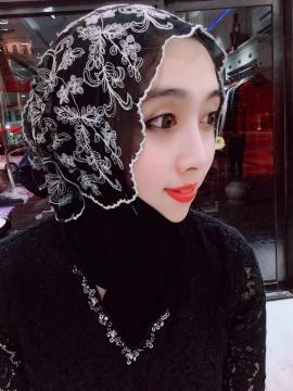 Black Head Scarf with wave edges