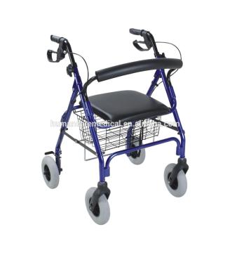 4 wheels walker with seat and footrest ,aluminum folding walker with seat