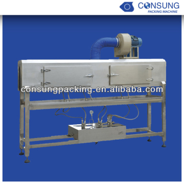 Automatic bottle label shrink wrap machine