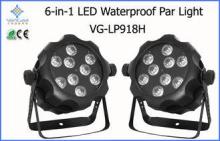 RGBWAUV 6in1 IP65 9pcs 18W Waterproof Disco LED Par Can Lig