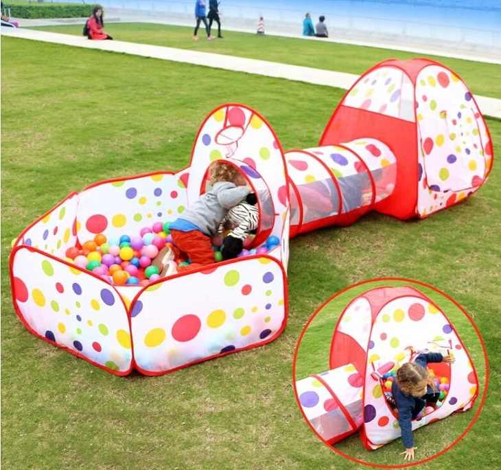 3 in 1 Kids Play Tent with Basketball Hoop ,Ball Pit Tent with Crawl Tunnel for boys girls