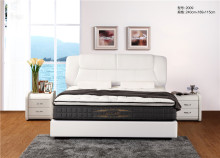 Leather Bed Pure White Fabric