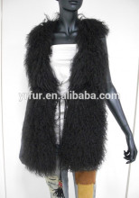 YR070 Real Tibet lamb fur gilet Mongolia Lamb fur Gilet with Sheep Leather