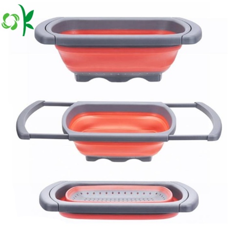 Silicone Basket Strainer Colander Vegetable Drainer for Food