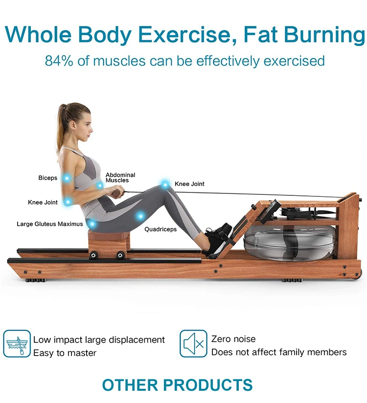 Home Fitness Gym Solid Air Wood Scull Water Wholesale Crane Rower Boat Rowing Machine