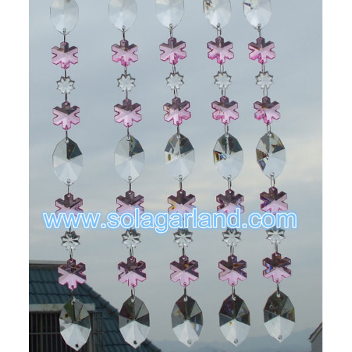 28MM Pink Snowflake Acrylic Crystal Beaded Garland Party Supplier