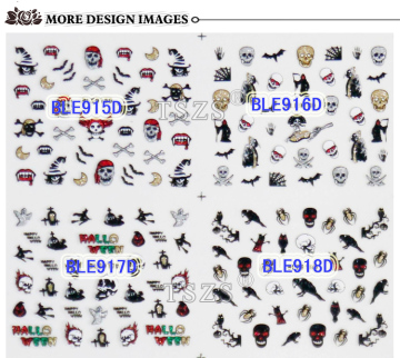 Hot Sell Most Popular Holloween 3d Nail Art Designs Finger Nail Decals