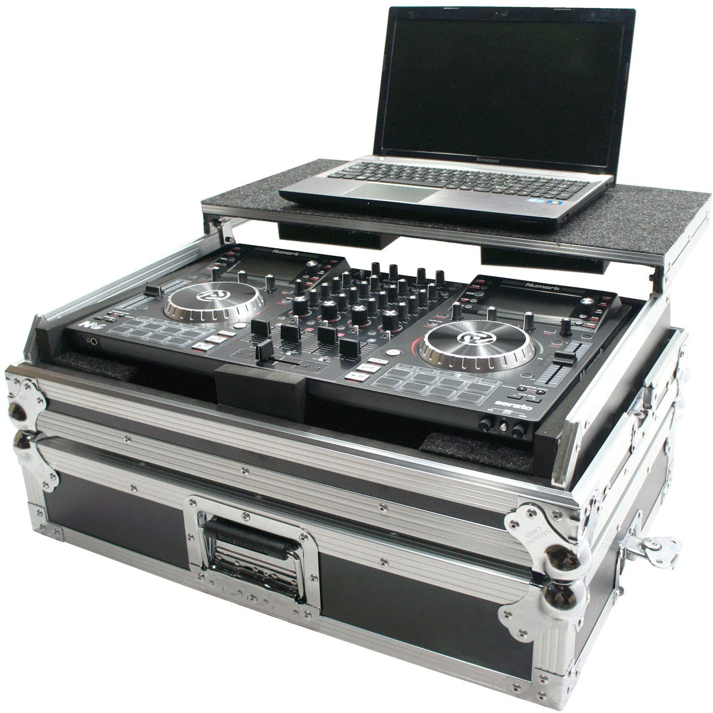 Guangzhou lucky aluminum case HCNVLT Flight Glide Laptop Stand Road DJ Custom Case Numark NV II