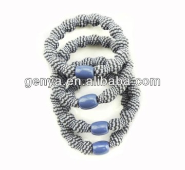 Lady blue Strips Cotton ball elastic hair ties
