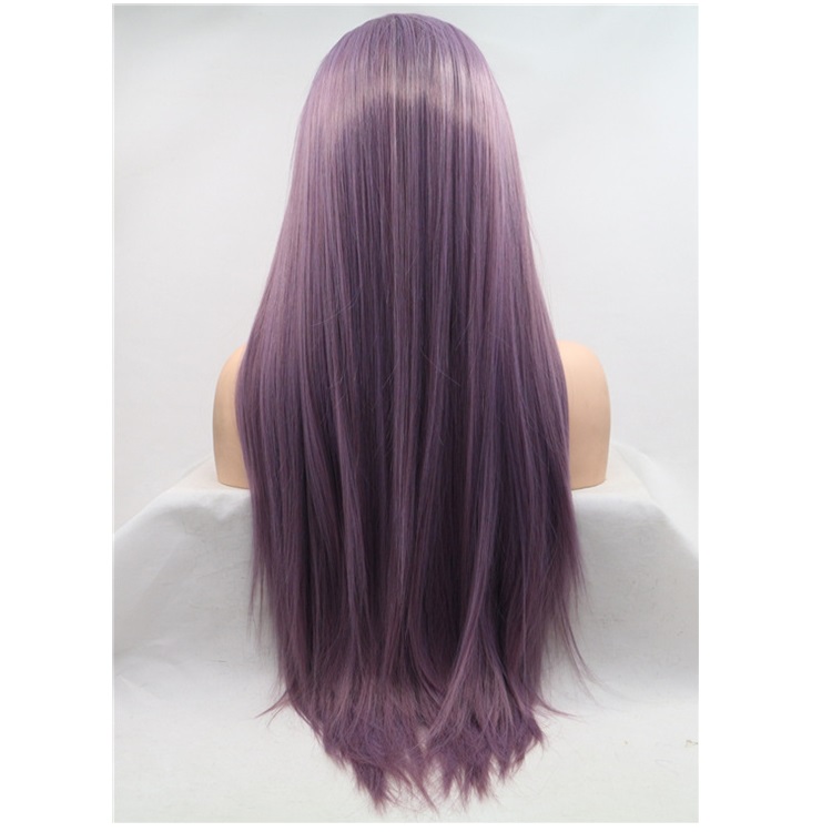 Popular Purple Color Quality Synthetic Fibre Hair  Lace Front Wigs