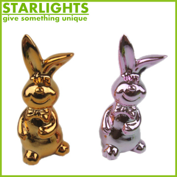 ceramic easter electroplating bunny figurine