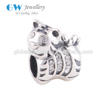 Lovely Tiger 925 Silver Charms Crystal Charms Animal Bracelet Charms