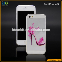 clear transparent PC case for iphone 6S hight-heeled shoes and flower hard phone protector